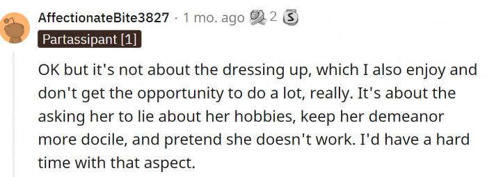 But there is a difference between dressing up and acting like a completely different person.