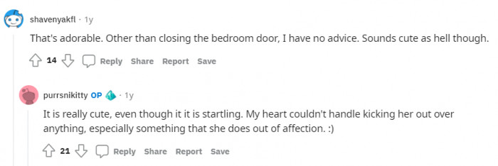 OP has no desire to stop the headbutting, even if it does hurt.