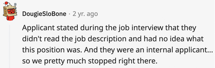 The applicant wouldn’t even get near the external positions with the way they did that