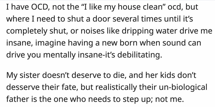 She also acknowledged that she will not be a good parent to these children, given her own set of mental health issues.