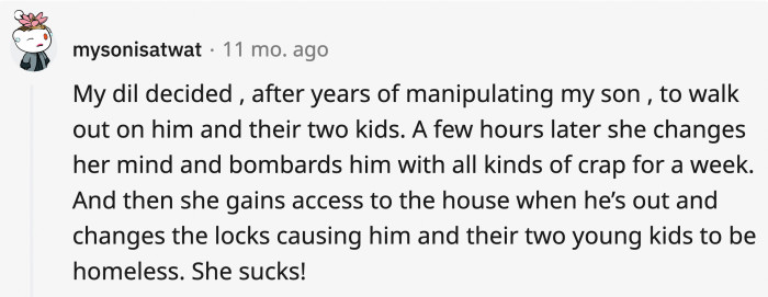 They give MILs a bad reputation, but if you're dealing with this kind of DIL, it'll drive you crazy as well