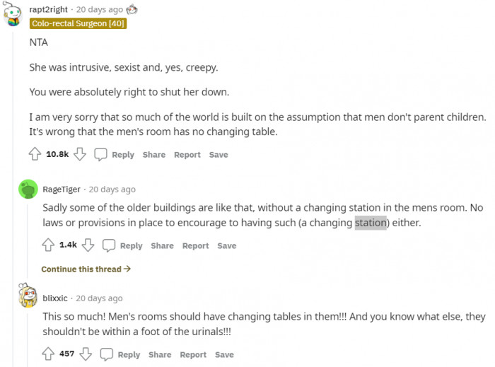 Not the asshole. She definitely was intrusive, sexist, and creepy.