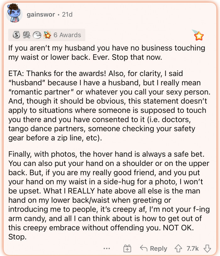 Touching is just not okay at all in some situations.