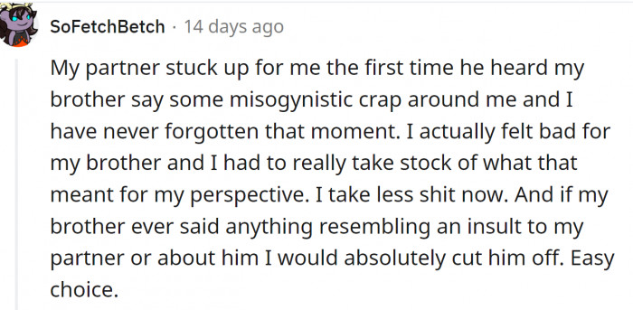 Partner support is important