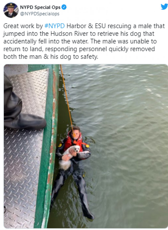 Here's a tweet from the NYPD Special Ops and a photo of the incident.