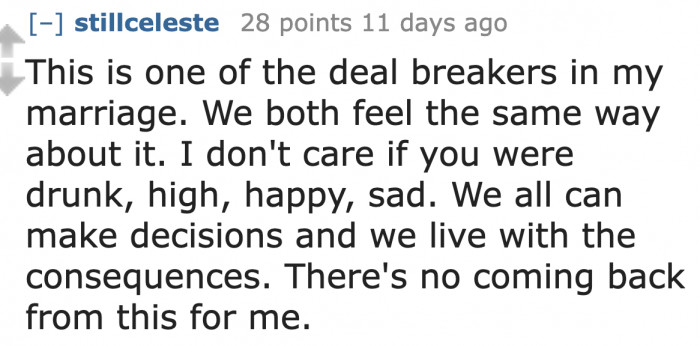 Cheating is a deal breaker.