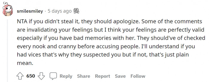 There's more than what meets the eye, or in this case, a Reddit post. But if the default situation involves OP being an innocent daughter, then it really is not nice for them to make such accusations.