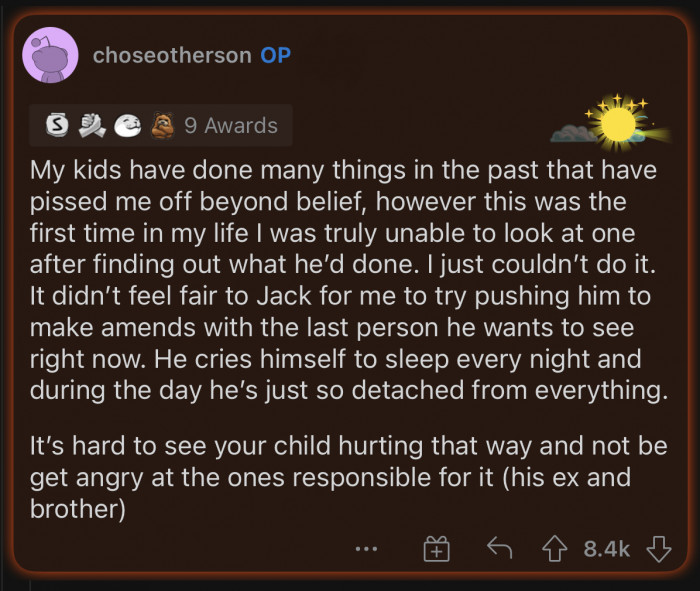 Seeing your child hurt like that is something no one wishes to go through.