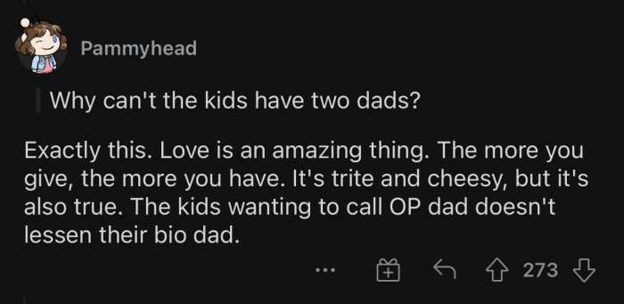 Fatherhood doesn't necessarily mean being the child's true biological father.