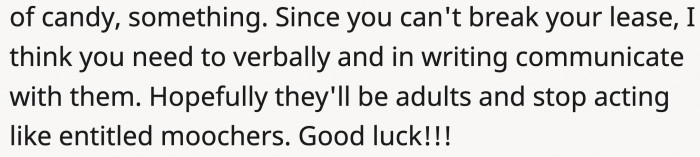 Then the mooching can stop.