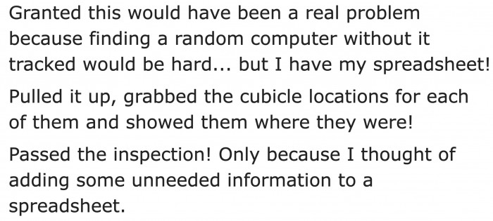 It turns out that the spreadsheet is crucial for maintaining their standards.