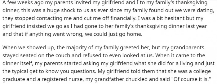 How the racism incident started during Thanksgiving.