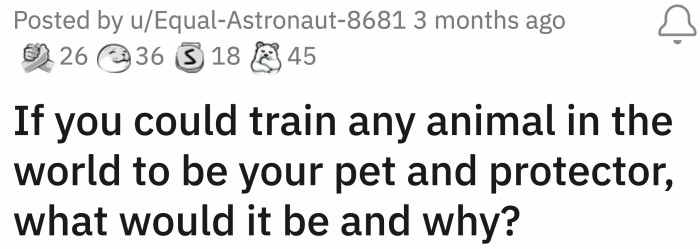 Here's the original question as posted by Reddit user, Equal-Astronaut-8681: