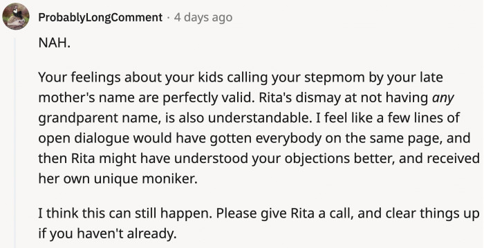 Agreed; give Rita a call and talk it out.