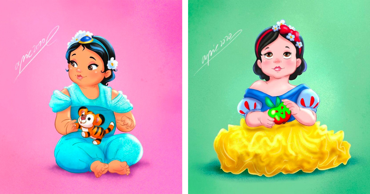 Artist Re-Imagines Disney Princesses And Villains As Babies After Being Inspired By A Newborn Photoshoot