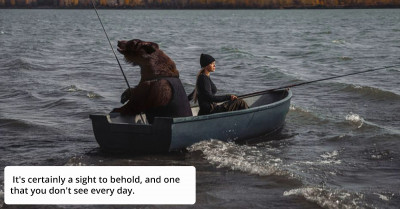 Woman and a Bear Go Fishing Together, and Their Photos Look Like Real-Life Disney Scenes