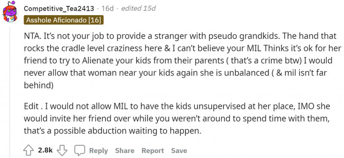 She could call the cops on the babysitter.