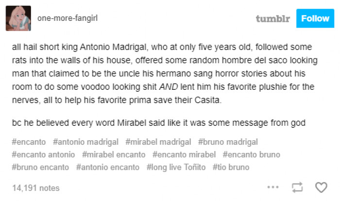 10. Antonio, best character