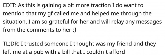 OP's girlfriend also helped him get out of the sticky situation