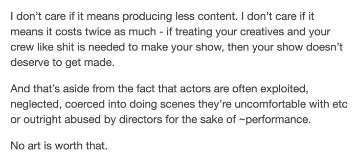 Audiences can complain about cliffhangers and become impatient all they want, but it's the crews' rights that matter above all