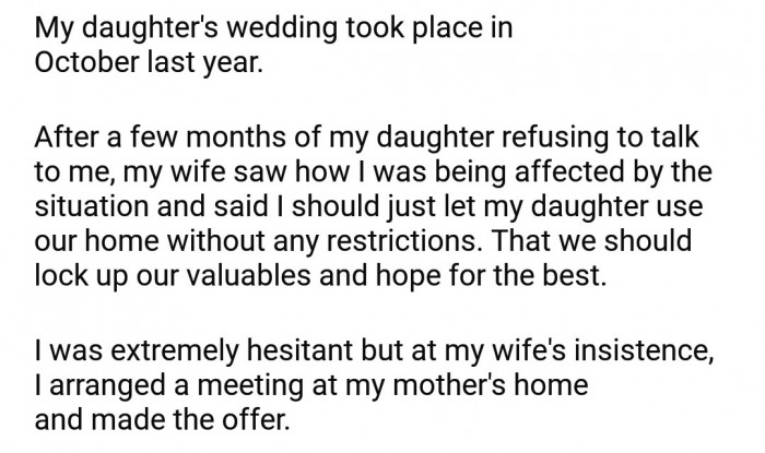 His current wife intervened for them