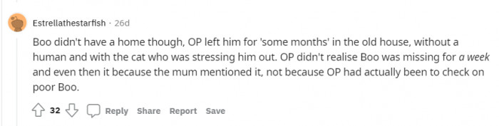 OP left him for 'some months,' and people are highly upset about this. Was she in the wrong for leaving him alone?