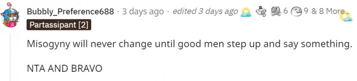 We need more good men to call out their peers for this disgusting attitude