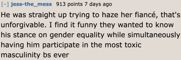 It's like the guy went through fraternity hazing.