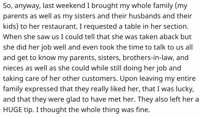 A huge tip doesn't make it okay.