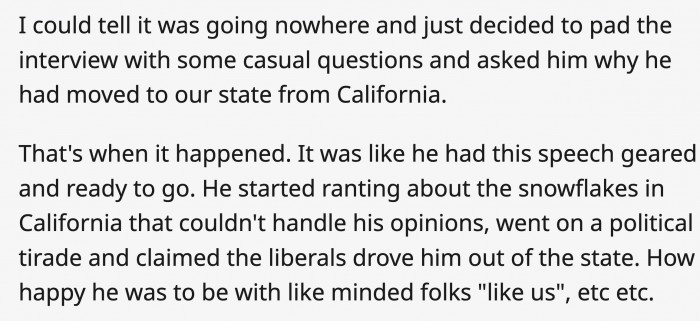 Then his opinions were actually insults