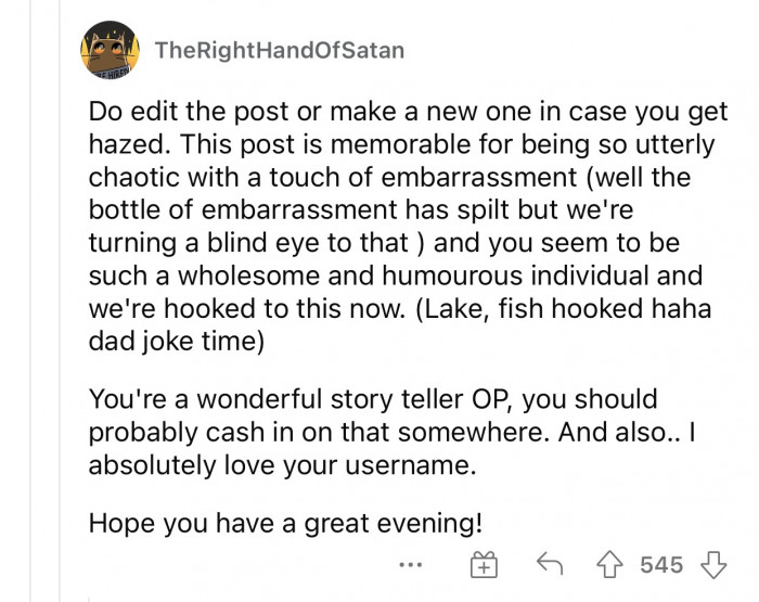 Utter chaos and embarrassment in the form of a Reddit post.