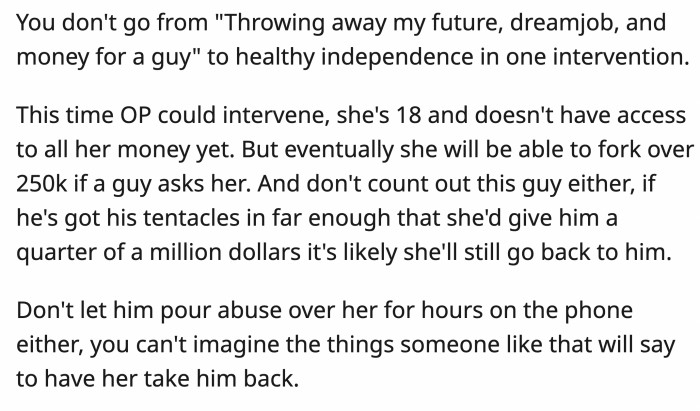 Distance from Bryan is just the first of many steps