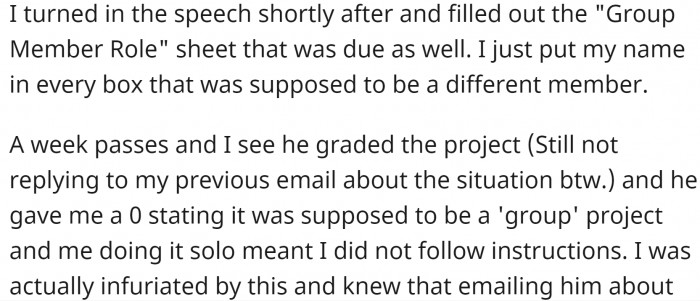 Despite his best efforts, he received a failing grade.