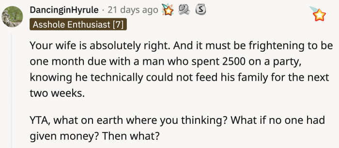 Yeah, OP, what if no one gave you cash gifts? What were you planning to spend for the next two weeks?
