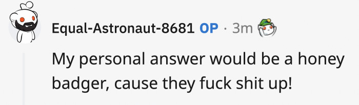 And OP's (original poster) personal answer: