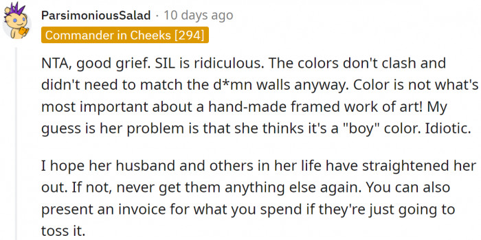 13. Totally agree; color is not the most important factor when it comes to handmade gifts.