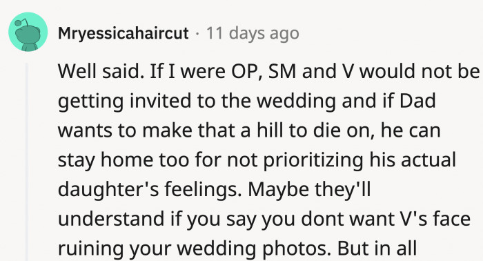 OP can take this route if she doesn't want a potential problem at her wedding.