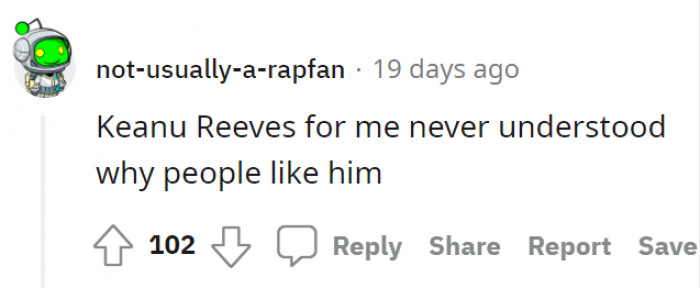Why are all these people disliking Keanu Reeves?