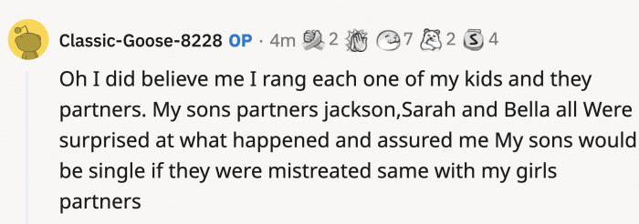 When Redditors asked if the OP checked on her other kids to be sure they didn't have the same situation