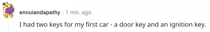 20. Cars had at least two keys