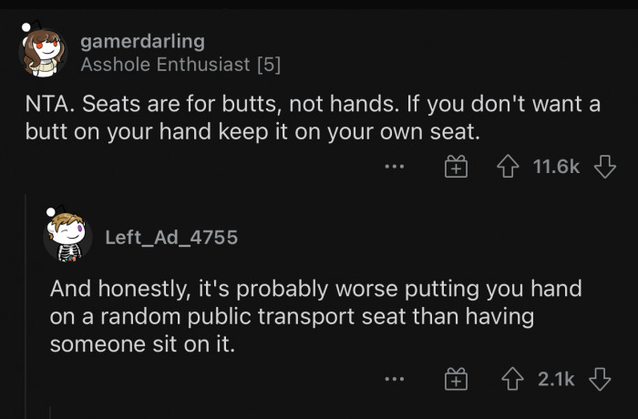 You can't claim a seat just because your hand happens to be on it.