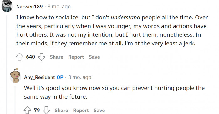 It's great to have character development that allows you to look back and see how horrible you were to some people, even without meaning to do it at the time.