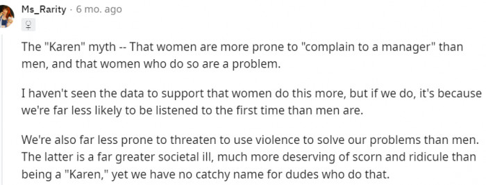 That women are more prone to complain to a manager