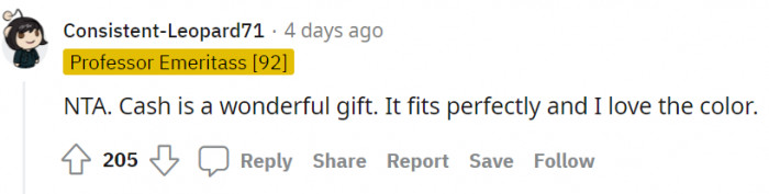 Cash is a wonderful gift.