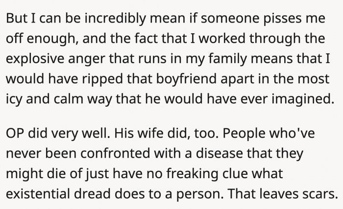 They divulged how hard it is to stay calm when you know the turmoil of emotions present when someone is faced with a disease.