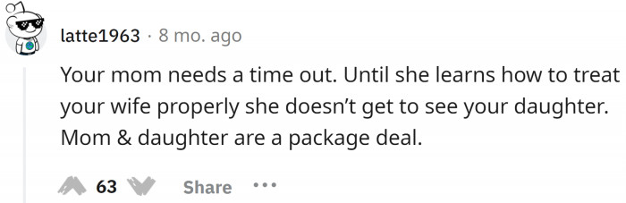 What's concerning here is that the mother-in-law might influence the daughter to engage in similar ugly acts.