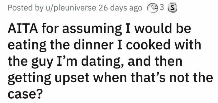 OP's date was apparently having some friends over and while OP will help him cook, she was not invited to the dinner.