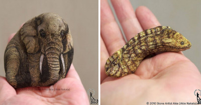 Japanese Artist Hand Paints Small Rocks to Look Like Realistic Animals, and Each One Is Incredible