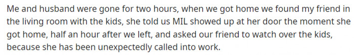 The Redditor and her husband were in shock to come back home to their neighbor in the living room, and her mother-in-law was nowhere in sight