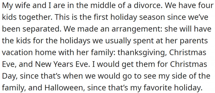 Divorce is ongoing, but they have already agreed to spend time with their four children separately.